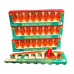 Vintage Christmas Lights Replacement Bulbs 26 Clear Red Orange and 1 Flame
